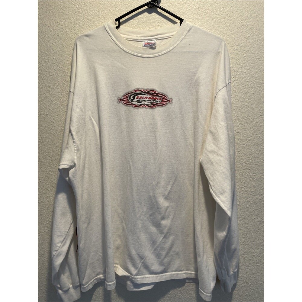 Hanes California Speedway White Longsleeve T-Shirt Size XL